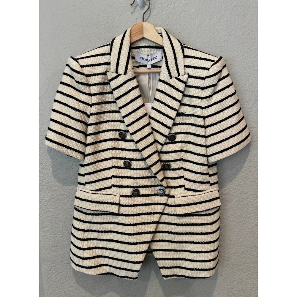 NWT Veronica Beard Jenny Stripe Short Sleeve Cotton Blend Dickey Jacket Size 6 - Picture 13 of 16